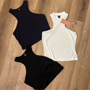 3 cropped racer front tank tops